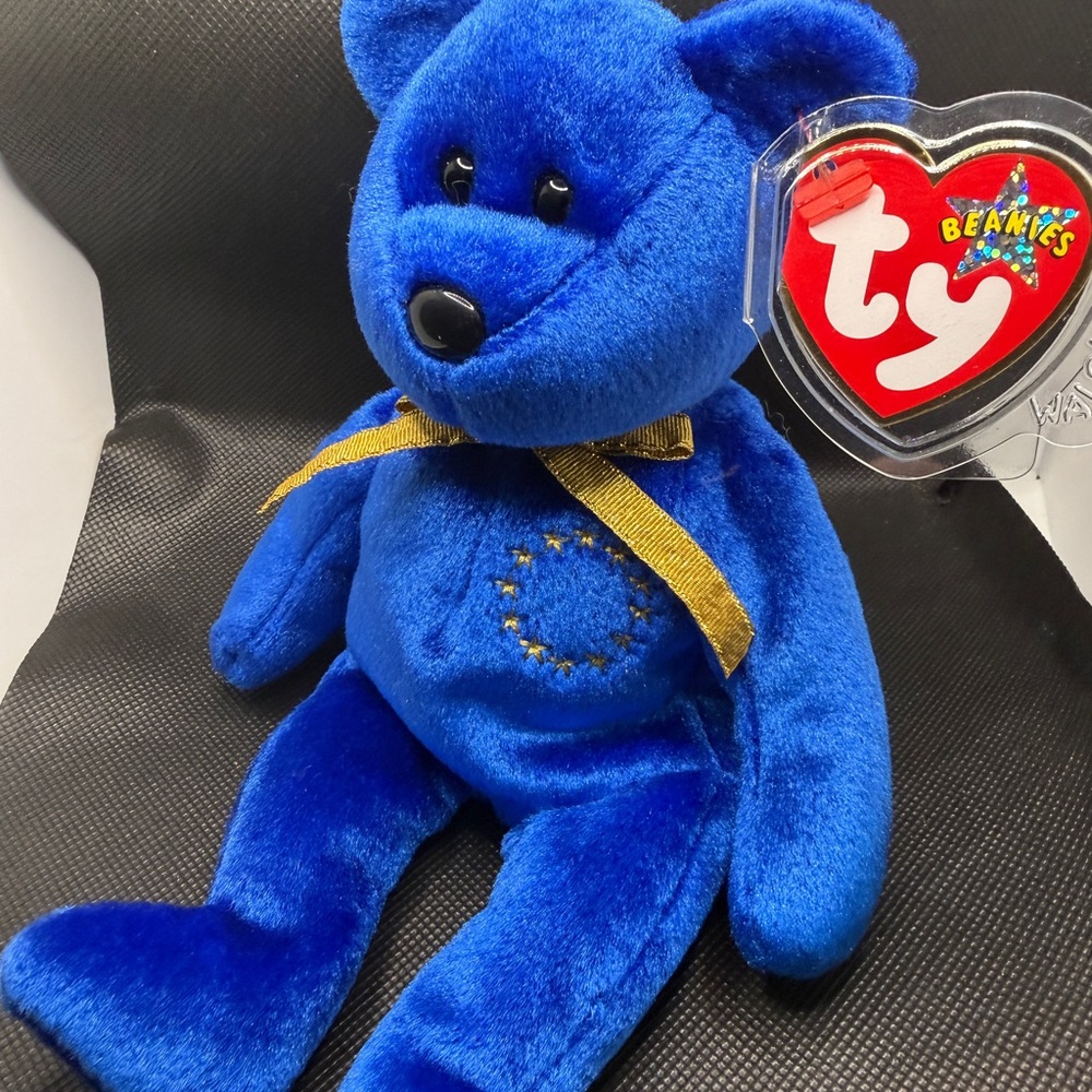 Ty Beanie Baby Unity EU Bear 2000 Blue Plush with Tag Protector‎